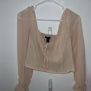 forever 21 cream long sleeve blouse